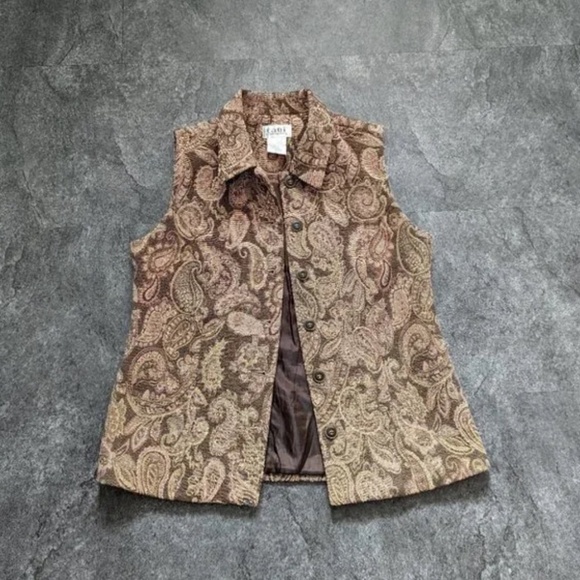 Vintage Tabi button up paisley tapestry vest - Picture 1 of 7